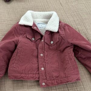 Old Navy Kids Jean Jacket - Soft Pink with Sherpa Collar